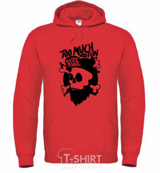 Мужская толстовка (худи) Bearded skull Ярко-красный фото