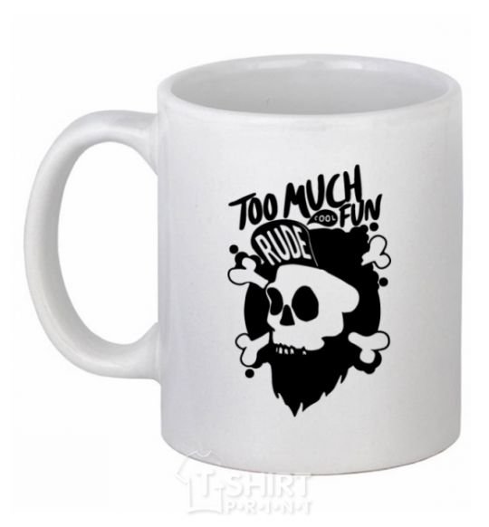 Ceramic mug Bearded skull White фото