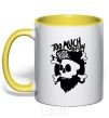 Mug with a colored handle Bearded skull yellow фото