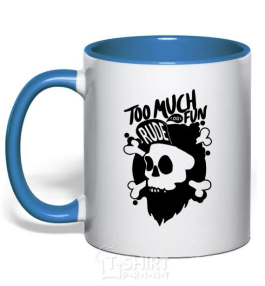 Mug with a colored handle Bearded skull royal-blue фото