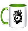 Mug with a colored handle Bearded skull kelly-green фото