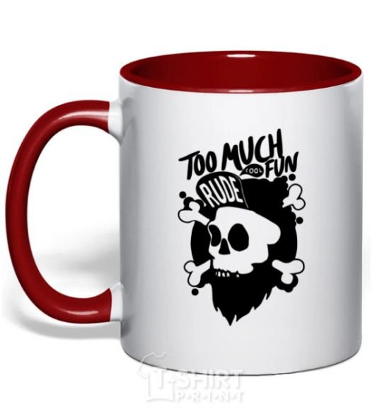 Mug with a colored handle Bearded skull red фото