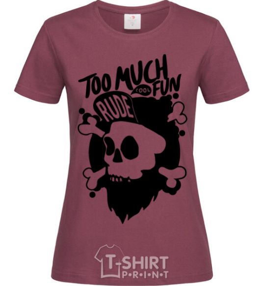 Women's T-shirt Bearded skull burgundy фото