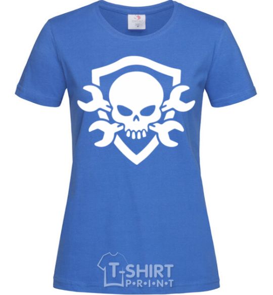 Women's T-shirt Skull sign royal-blue фото