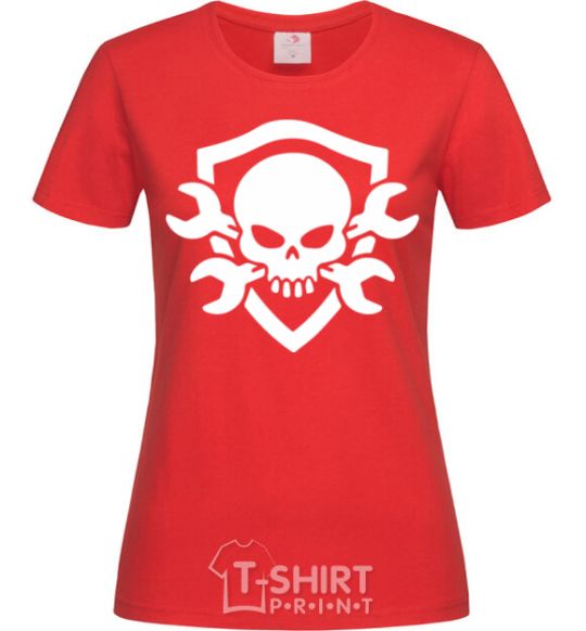 Women's T-shirt Skull sign red фото