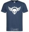 Men's T-Shirt Skull sign wings navy-blue фото