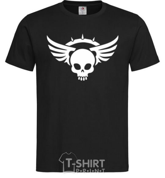Men's T-Shirt Skull sign wings black фото