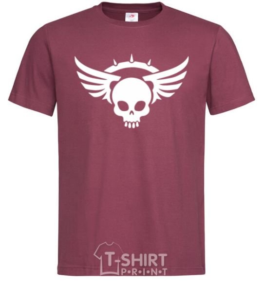 Men's T-Shirt Skull sign wings burgundy фото