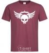 Men's T-Shirt Skull sign wings burgundy фото