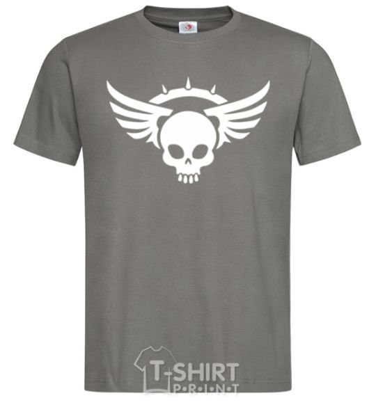 Men's T-Shirt Skull sign wings dark-grey фото