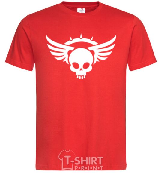 Men's T-Shirt Skull sign wings red фото