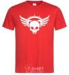 Men's T-Shirt Skull sign wings red фото