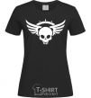 Women's T-shirt Skull sign wings black фото