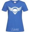 Women's T-shirt Skull sign wings royal-blue фото