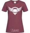 Women's T-shirt Skull sign wings burgundy фото