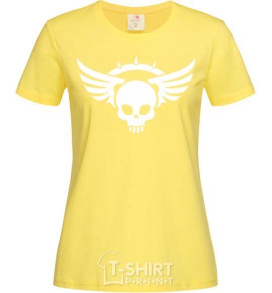 Women's T-shirt Skull sign wings cornsilk фото