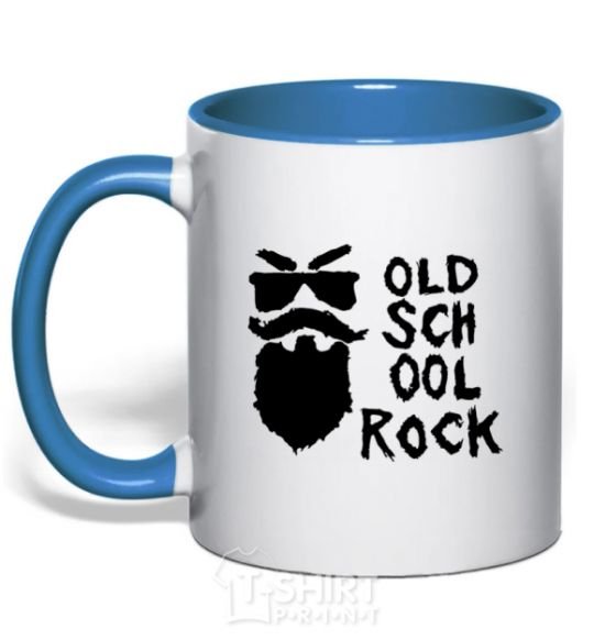 Mug with a colored handle Old school rock royal-blue фото