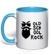 Mug with a colored handle Old school rock sky-blue фото