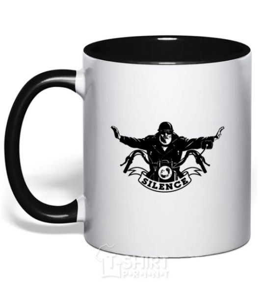 Mug with a colored handle Silence black фото