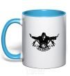 Mug with a colored handle Silence sky-blue фото