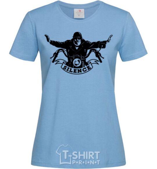 Women's T-shirt Silence sky-blue фото