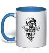 Mug with a colored handle Loving life as a bikers wife royal-blue фото