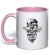 Mug with a colored handle Loving life as a bikers wife light-pink фото