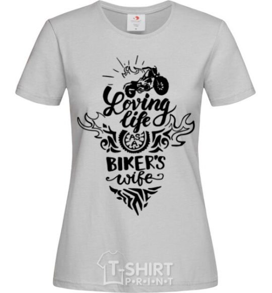 Women's T-shirt Loving life as a bikers wife grey фото