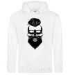 Men`s hoodie Skull biker White фото