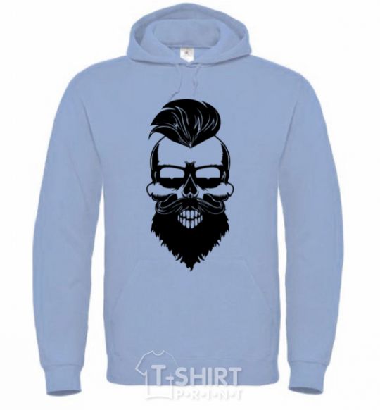 Men`s hoodie Skull biker sky-blue фото