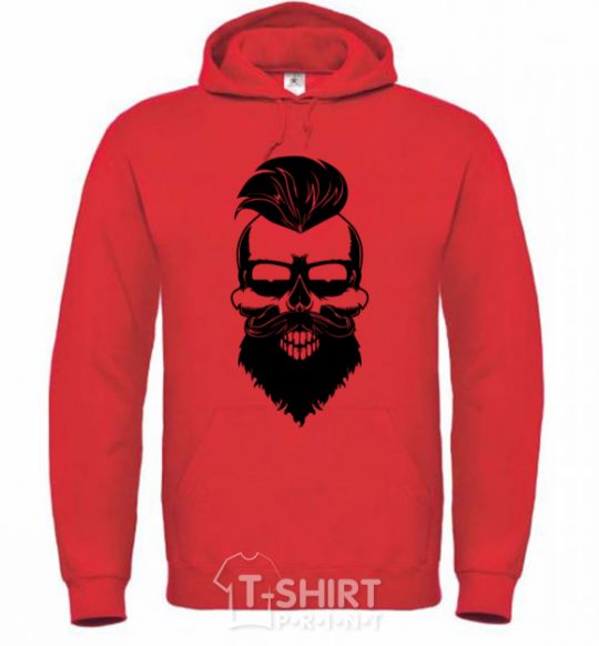 Men`s hoodie Skull biker bright-red фото