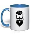 Mug with a colored handle Skull biker royal-blue фото