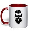 Mug with a colored handle Skull biker red фото