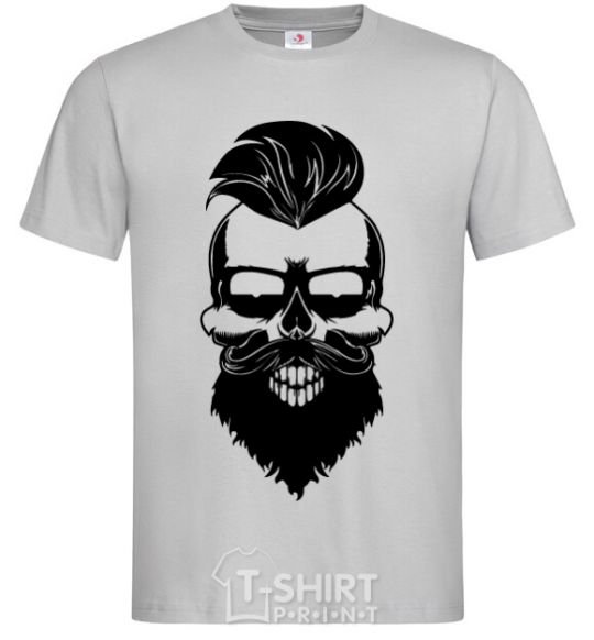 Men's T-Shirt Skull biker grey фото