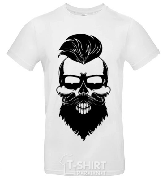 Men's T-Shirt Skull biker White фото