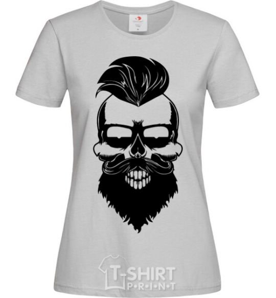 Women's T-shirt Skull biker grey фото