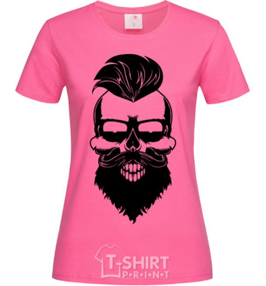 Женская футболка Skull biker Ярко-розовый фото