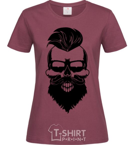Women's T-shirt Skull biker burgundy фото