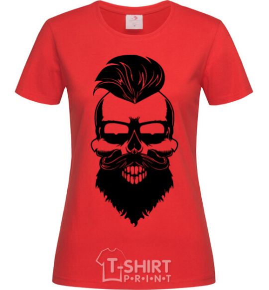 Women's T-shirt Skull biker red фото