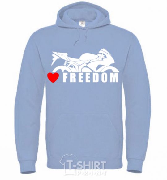 Men`s hoodie Love freedom sky-blue фото