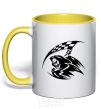 Mug with a colored handle Black death yellow фото