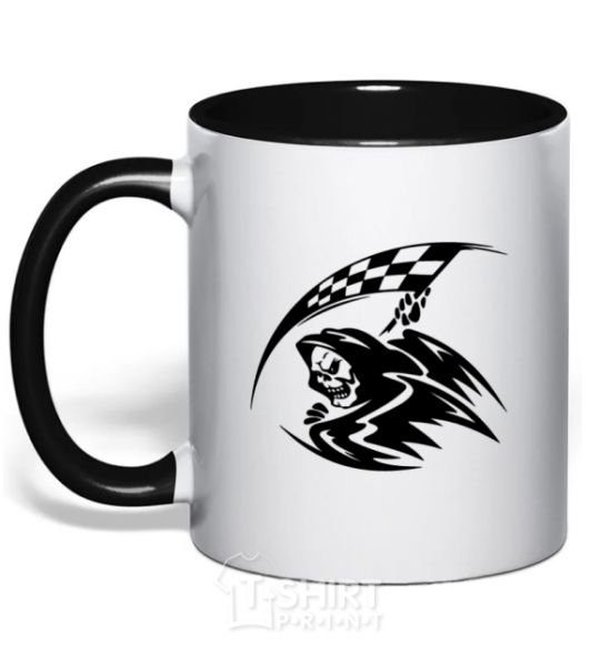 Mug with a colored handle Black death black фото