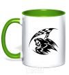 Mug with a colored handle Black death kelly-green фото
