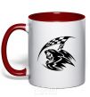 Mug with a colored handle Black death red фото