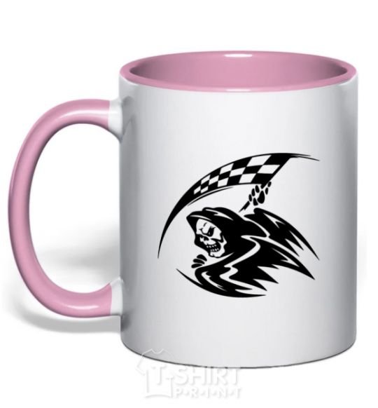 Чашка с цветной ручкой Black death Нежно розовый фото