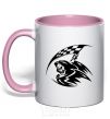 Mug with a colored handle Black death light-pink фото
