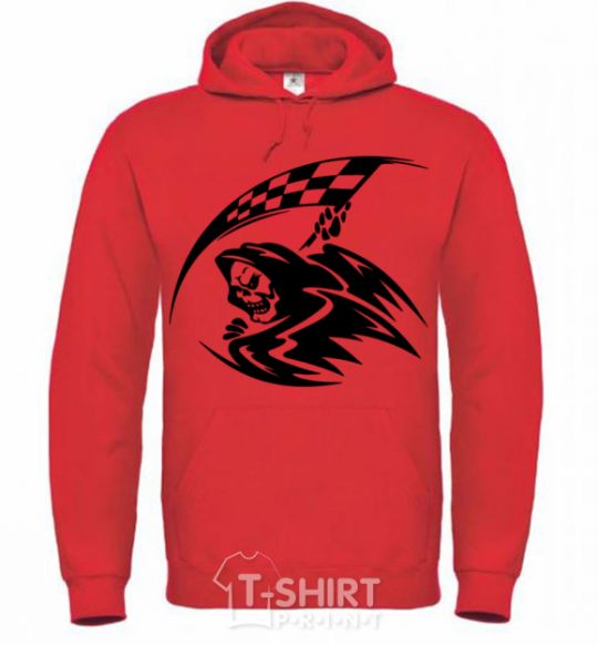 Men`s hoodie Black death bright-red фото