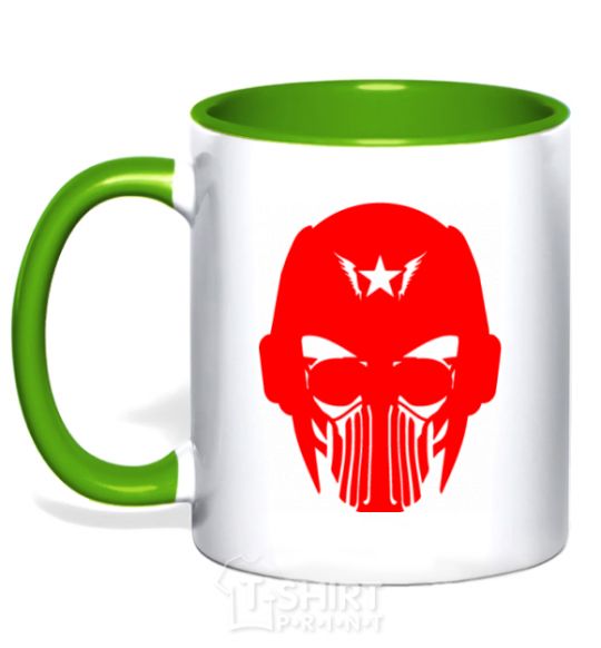 Mug with a colored handle Masker man kelly-green фото