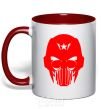 Mug with a colored handle Masker man red фото