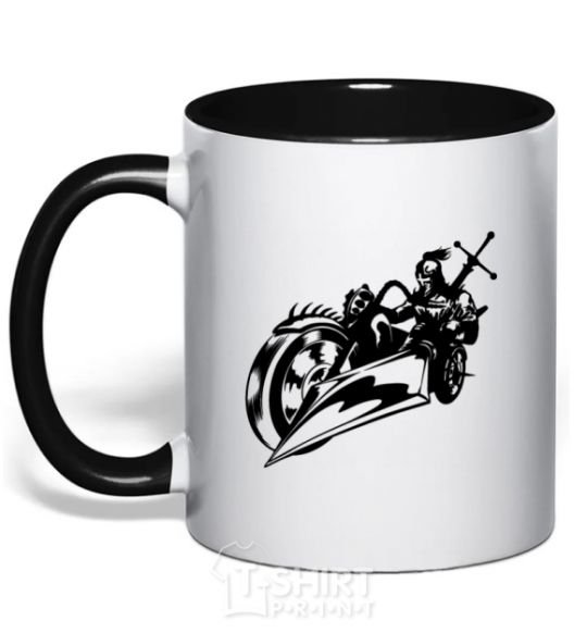 Mug with a colored handle Fantasy rider black фото